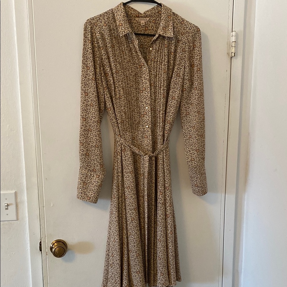 Nanette Lepore Gold Sequin Long Sleeve Shirt Dress size 8
